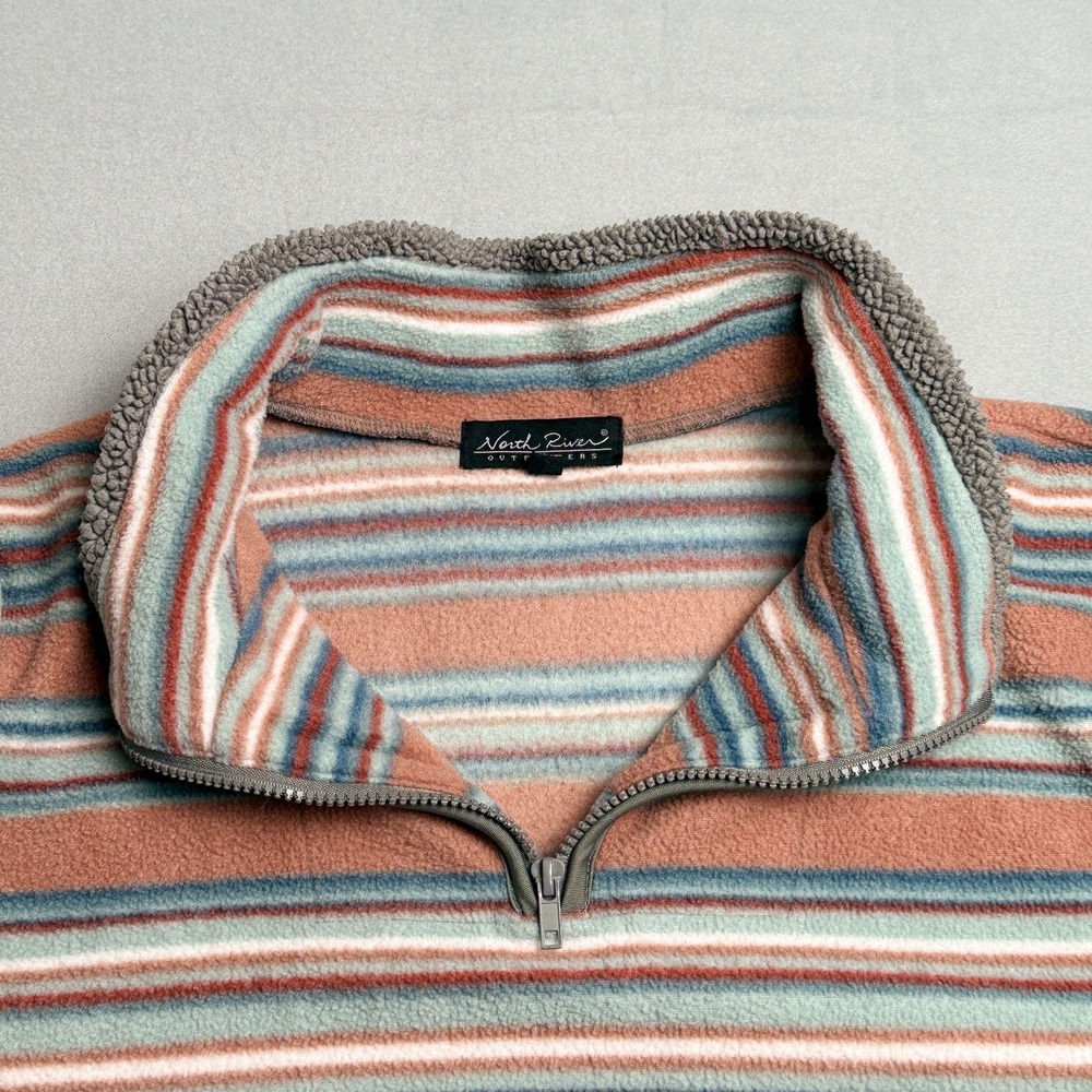 Women's Fleece 1/4 Zip Pullover Shirt Earth Tone Stripes 2XL by North River EUC - Picture 4 of 15